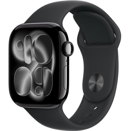 اپل واچ سری 11 جت بلک با بند اسپرت سیلیکون مشکی با گارانتی