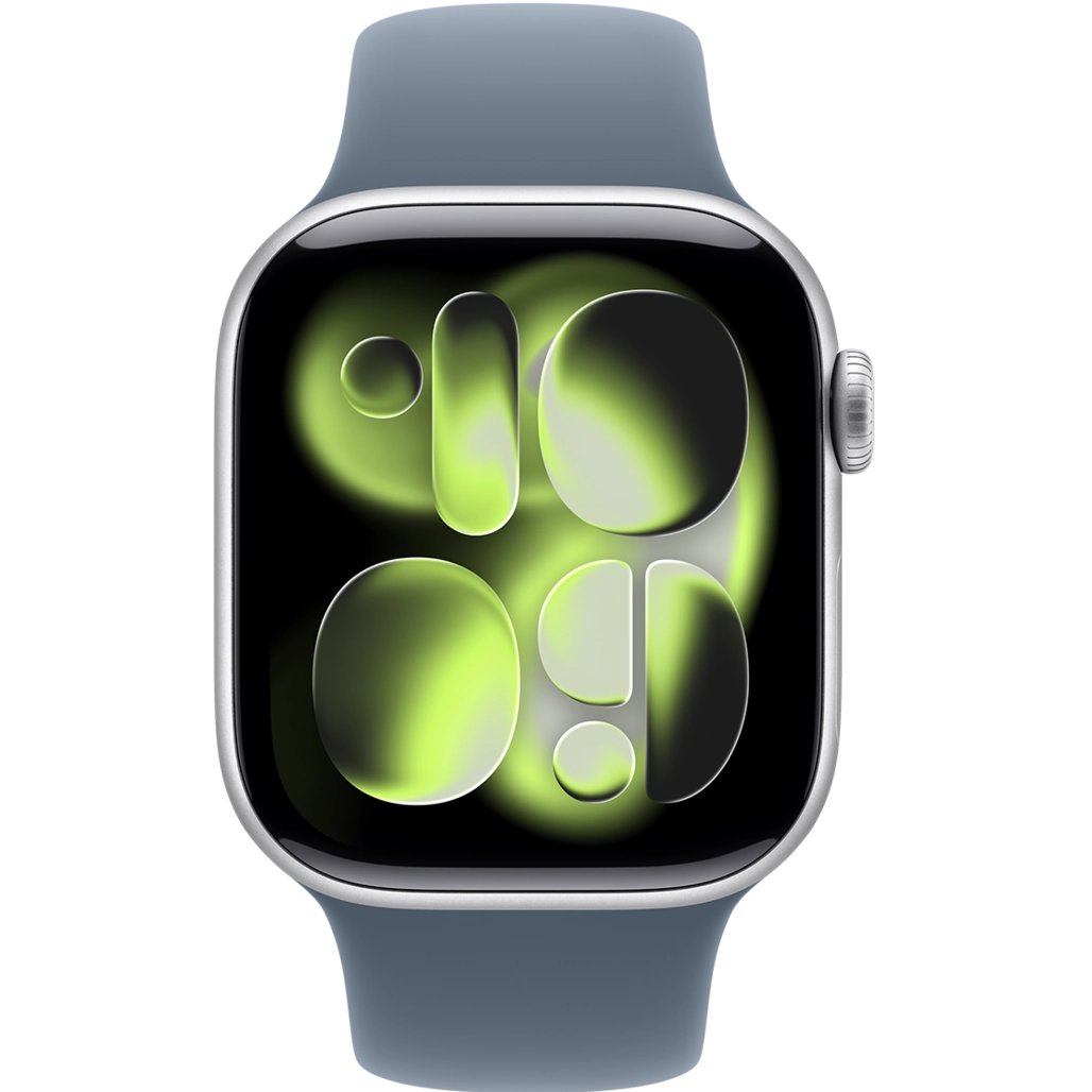 اپل واچ سری 11 نقره ای با بند اسپرت سیلیکون انکر بلو با گارانتی