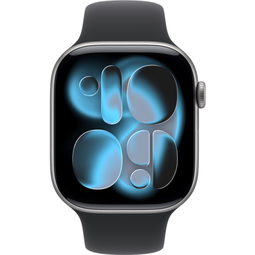 اپل واچ سری 11 اسپیس گری با بند اسپرت سیلیکون مشکی با گارانتی